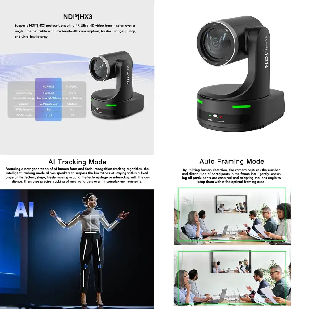 

PTZ 12X Optical Zoom Conference Room USB3.0 4K 60FPS Wide Angle for Video Conference Meeting Church Live