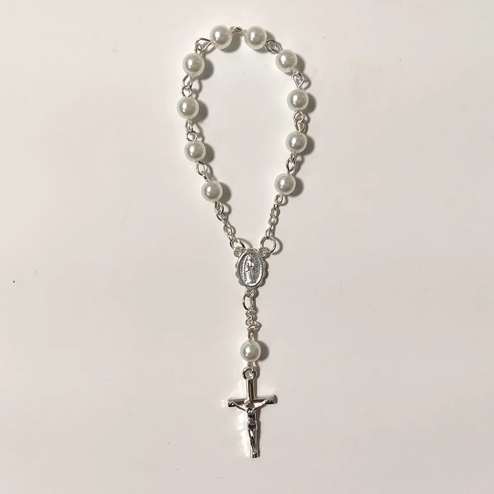 50/20/10Pcs Baptism Rosary Beads Finger Baptism Rosaries Faux Pearls For Baptism Favors Christening Favors Communion Favors