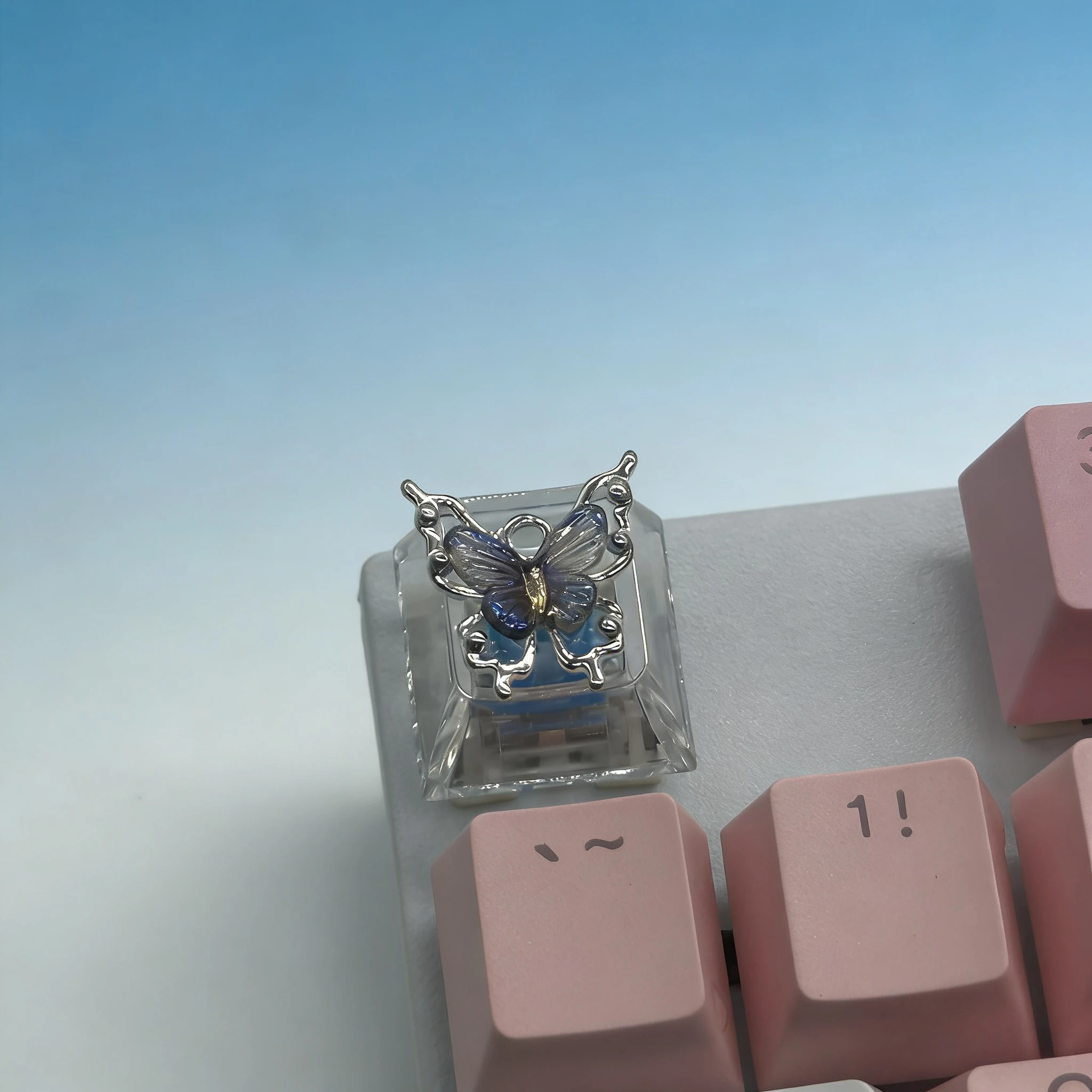 Transparent Butterfly Keycaps Cherry Profile R4 Cute Key Caps Cross Axis Mechanical Keyboard ESC Keycap PC Accessories Gift