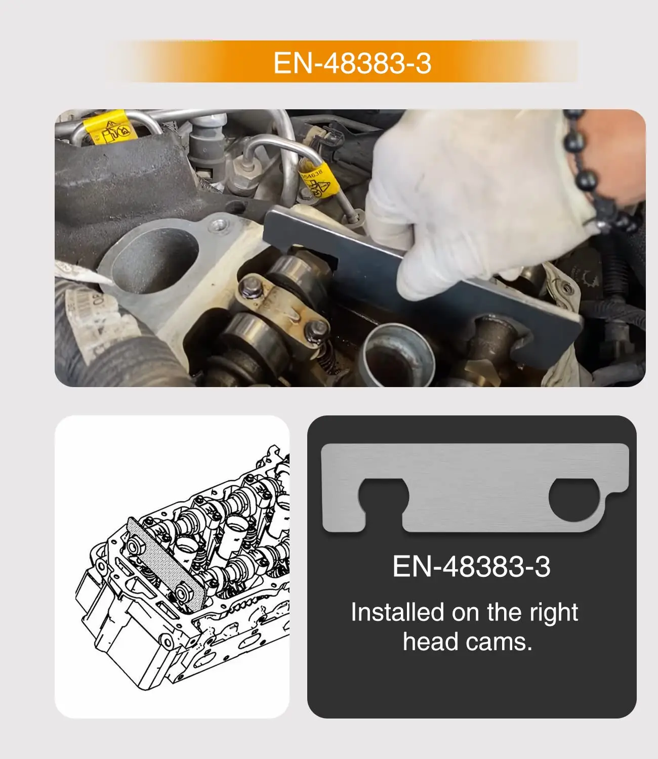 Herramienta de retención de árbol de levas, EN 48383, EN 46105 para Cadillac, Buick, Saturn, Pontiac, Chevrolet, V6 2.8L 3.0L 3.6L, 3 paquetes