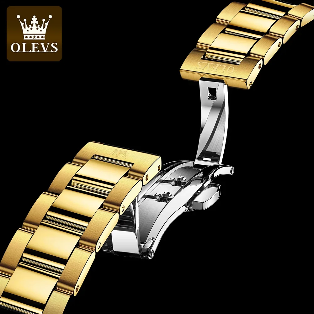 OLEVS 6638 Waterproof Automatic Mechanical Watch For Men, Large Dial Fashion Stainless Steel Strap Men Wristwatch Luminous