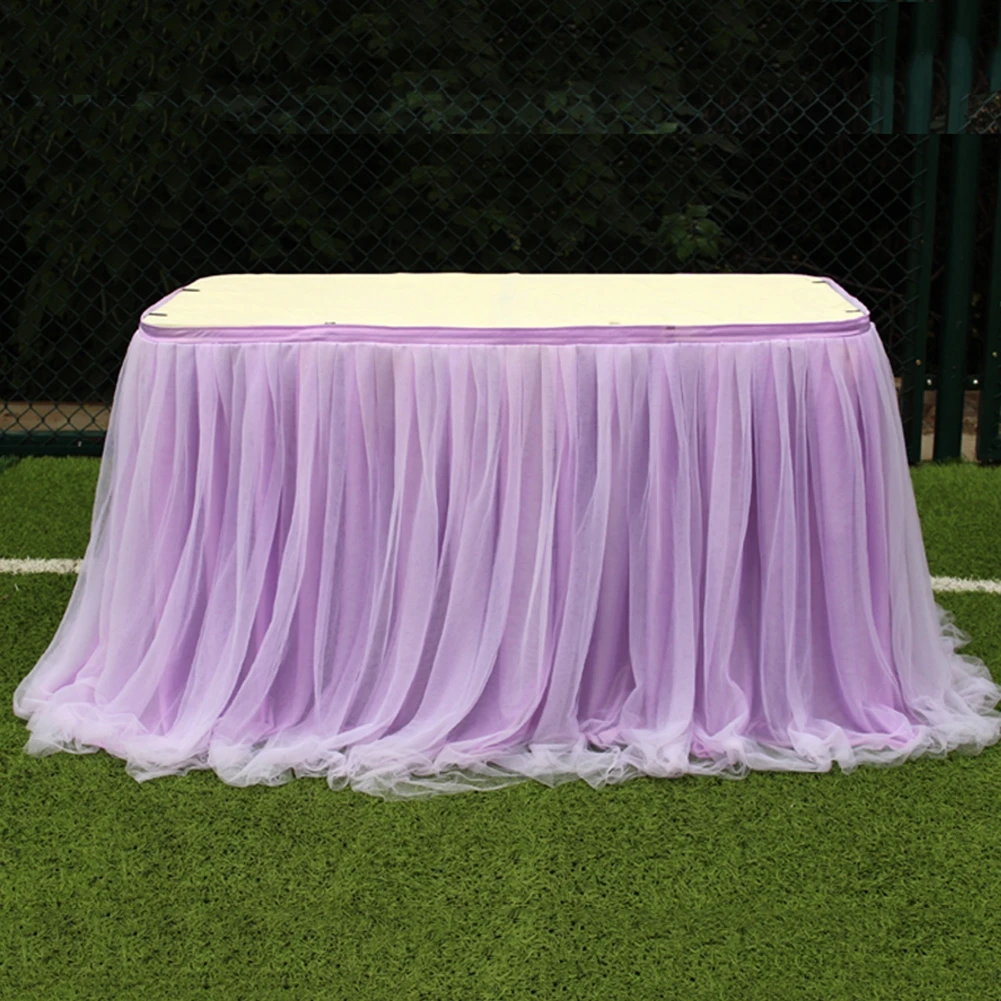 

Tulle Table Skirt Elastic Mesh Tulle Tableware Tablecloth For Christmas Holiday Party Table Skirt Wedding Party Decor 100x75cm