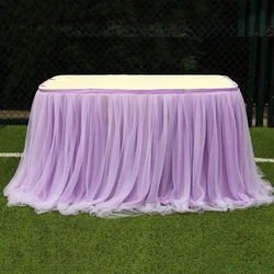 Tulle Table Skirt Elastic Mesh Tulle Tableware Tablecloth For Christmas Holiday Party Table Skirt Wedding Party Decor 100x75cm