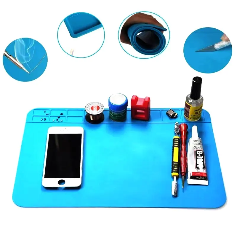 Mobile Phone Computer Repair Silicone Pad High Temperature Insulation Pad 200*300 Anti-static Radio Pad with Magnetic Screw Pad