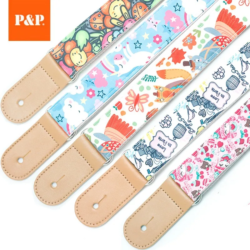Ukulele Strap, Small Fresh, Cartoon, Musical Instrument Accessories Small Guitar Strap UkuleleStrap 1.5 Inch Wide Universal