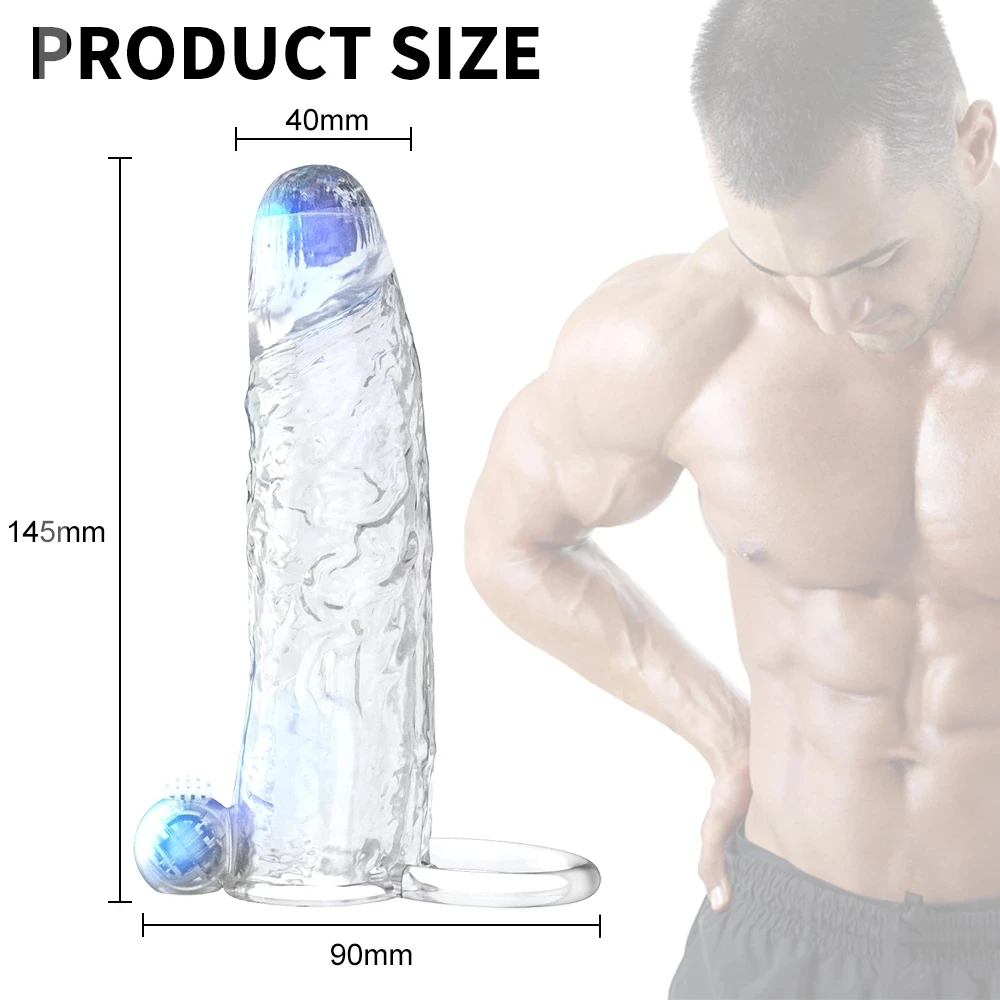 Vibrating Remote Control Penis Extension Sleeve Enlargement Reusable Dick Cover Extender Men Cock Male Time Delay Header Sex Toy