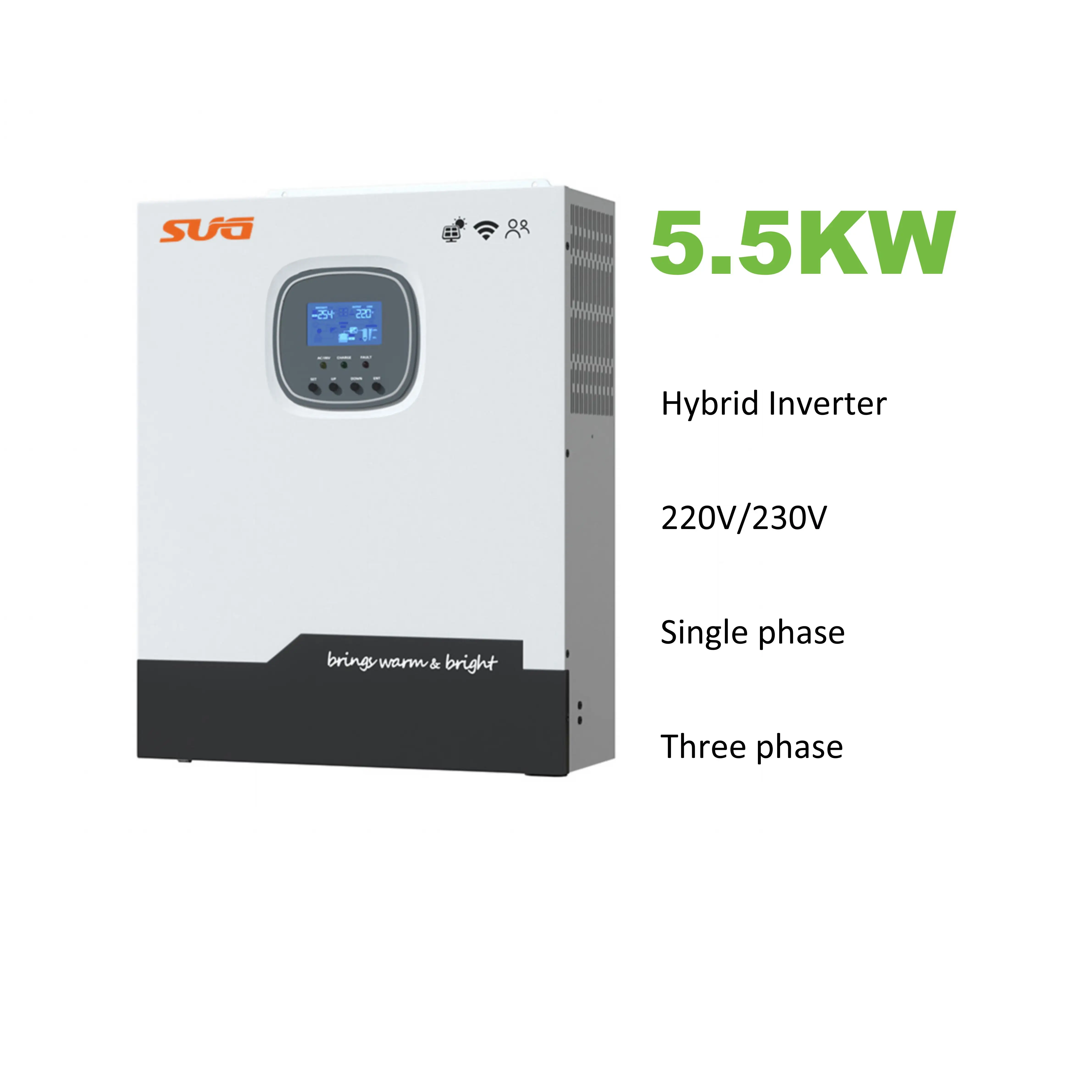 

5.5kw Solar Hybrid Inverter On Off Grid Lithium Gel 48v Hybrid Inverter On Off Grid Pure Sine Wave Built In 120a Mppt