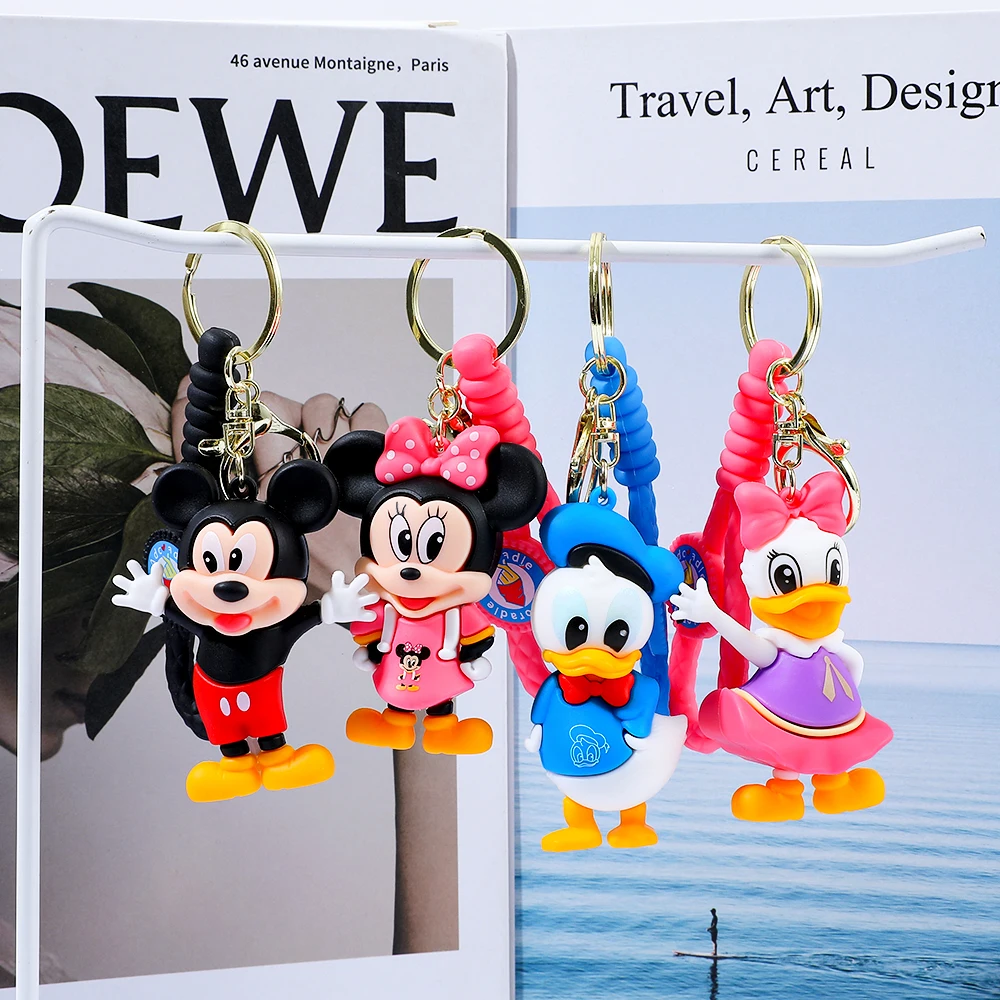 Chaveiro de desenho animado série Disney Mickey Minnie, boneca de chaveiro de suspensão de desenho animado, chaveiro de carro, mochila, decorações suspensas