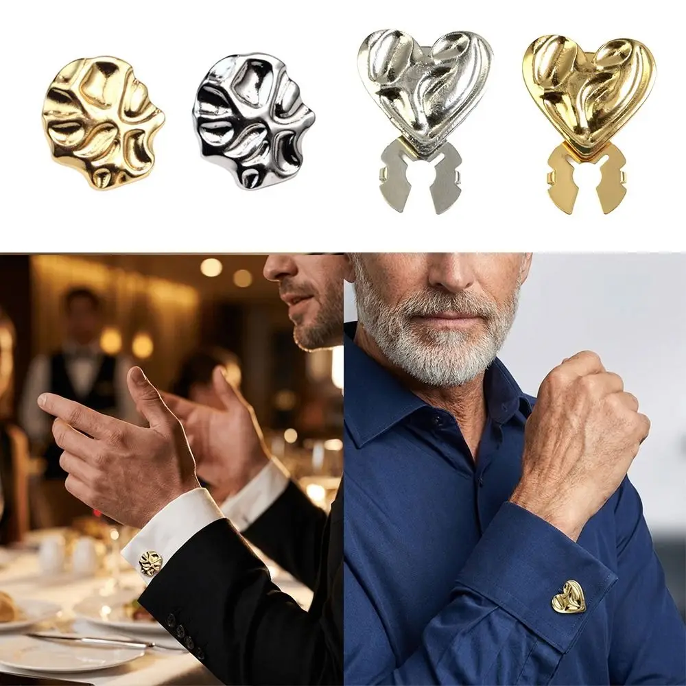 New Irregular Metal Button Covers Heart-shaped No-sewing Metal Cufflinks Shiny Shirt Decoration Shirt Sleeve