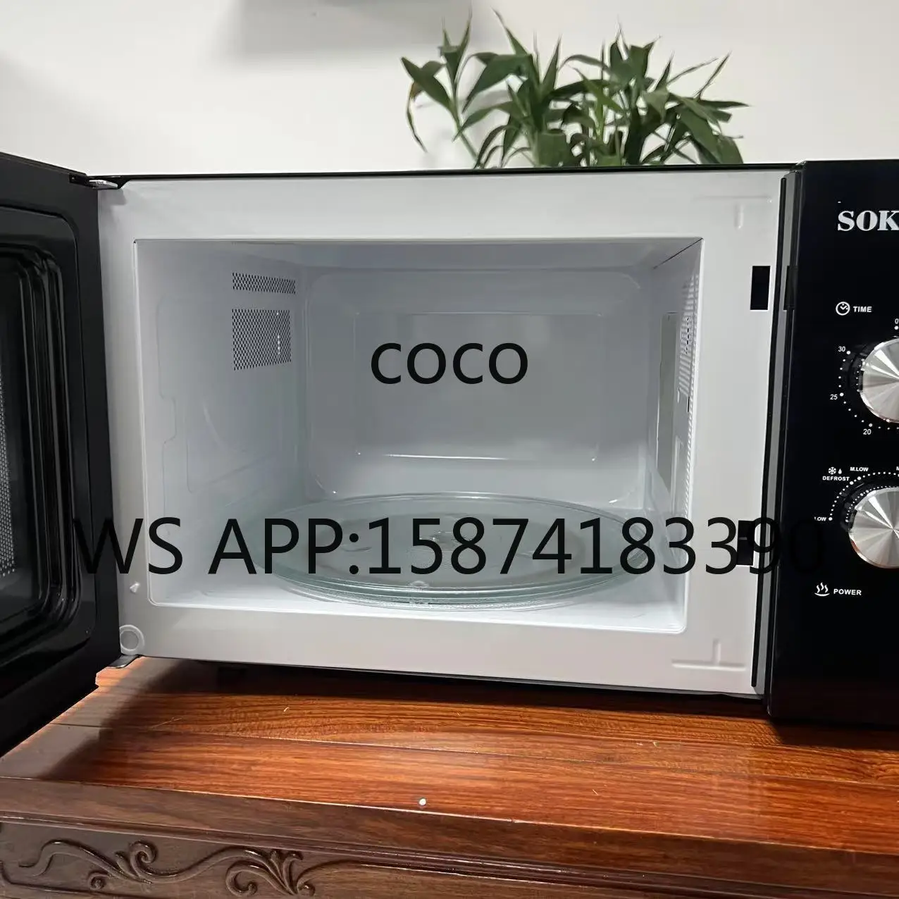 Black Countertop Microwave Oven, 30L Large Volume 220V 50Hz 1580W 2450MHz Household Table Top Microwave