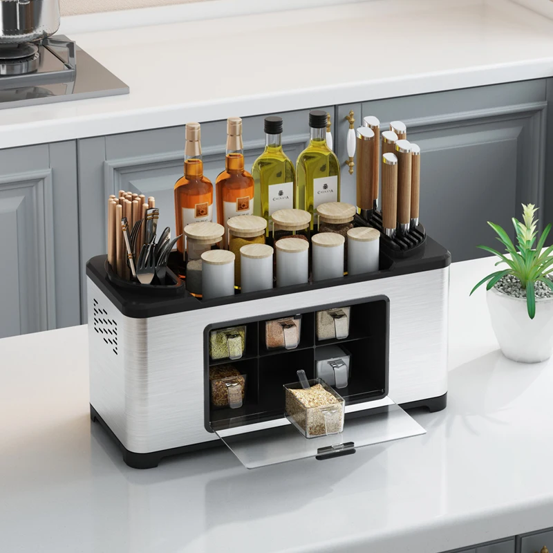 

‌ Полка для специй из нержавеющей стали, многофункциональный кухонный органайзер, полка для приправ большой емкости, вентилируемое хранилище для специй