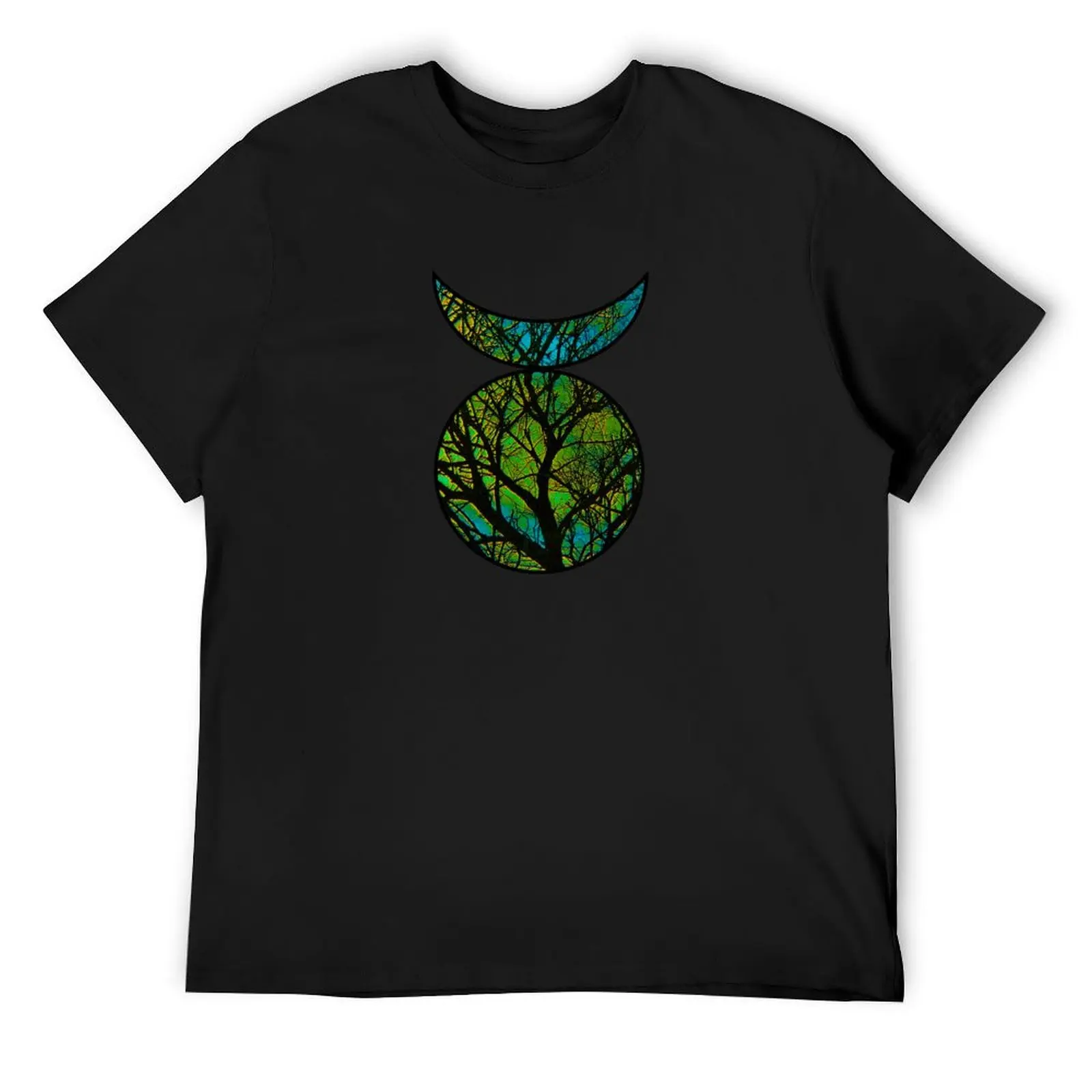 Green Horned God Symbol T-Shirt vintage blue archive plus size tops T-shirts for men cotton