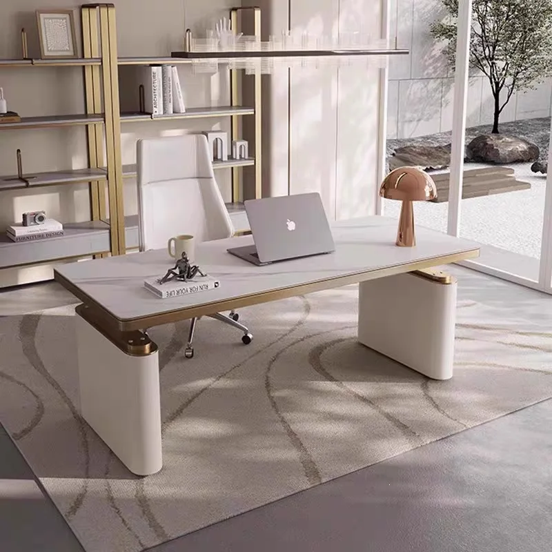 Minimalist desk light luxury modern rock slab electric lifting desk advanced design sense office