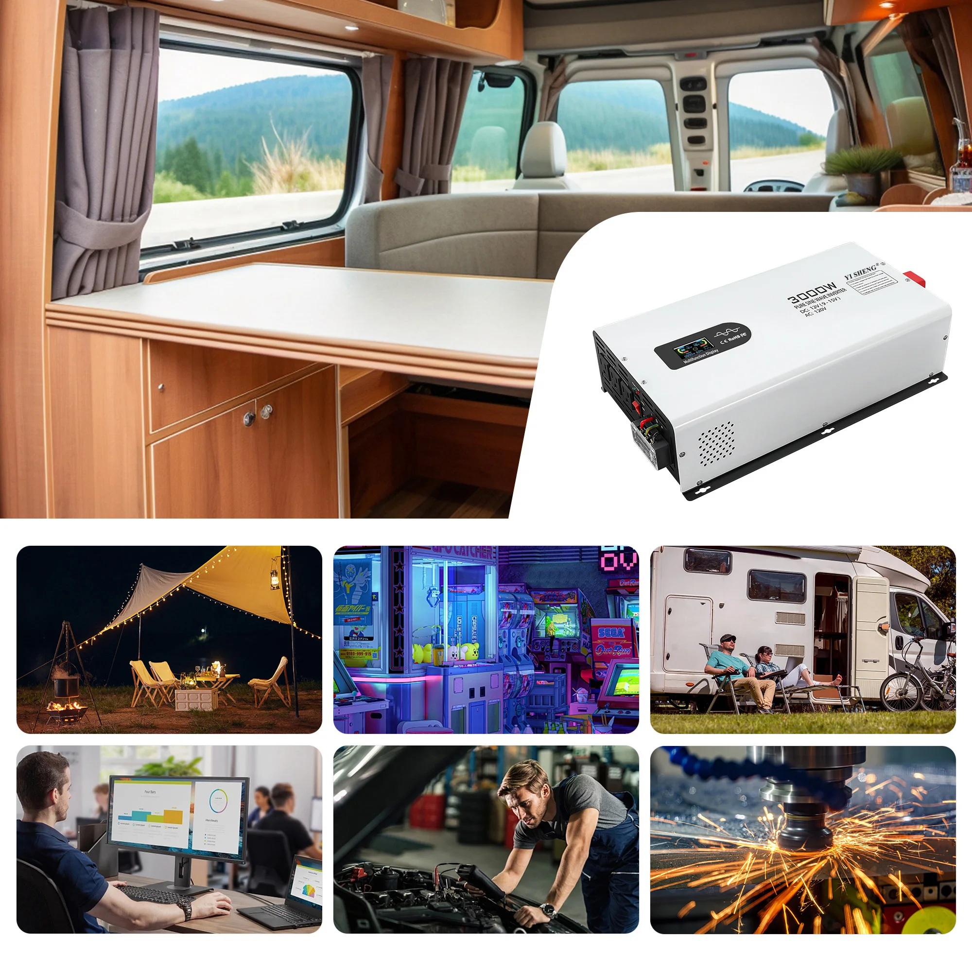 3000W Pure Sine Wave High Power Vehicle Converter Waterproof ABS PVC Box Single 12v/24v/48v/60v/72v 220v Car Inverter