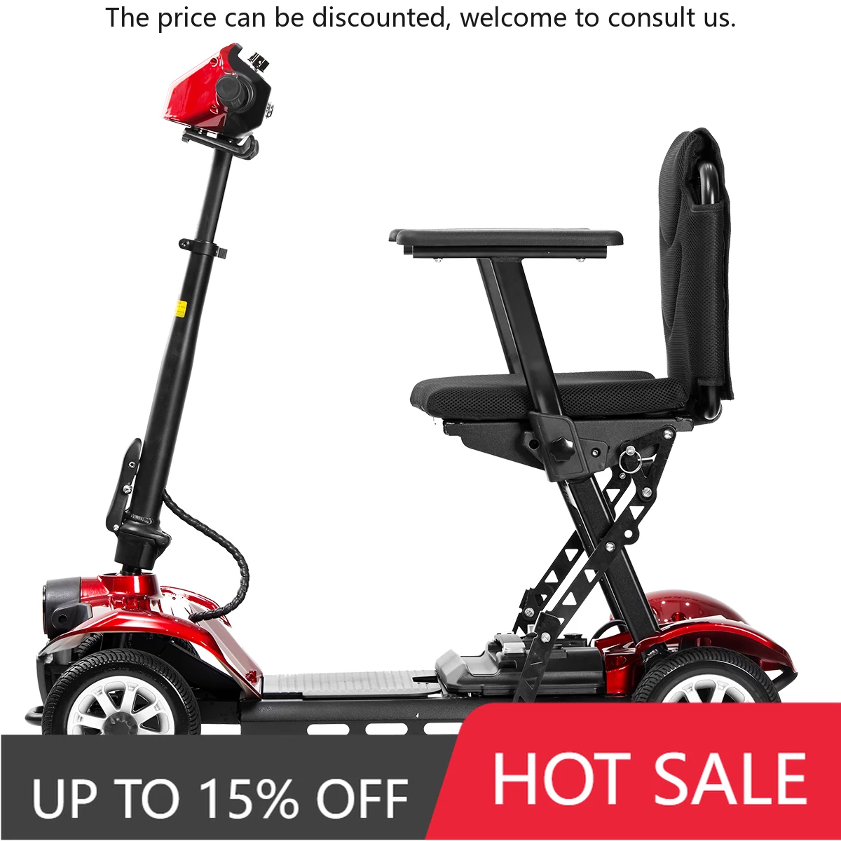 

Lightweight Aluminum Foldable Power Scooter Cheap Price Disabled Folding 4 Wheels Mobility Scooter For Elderly