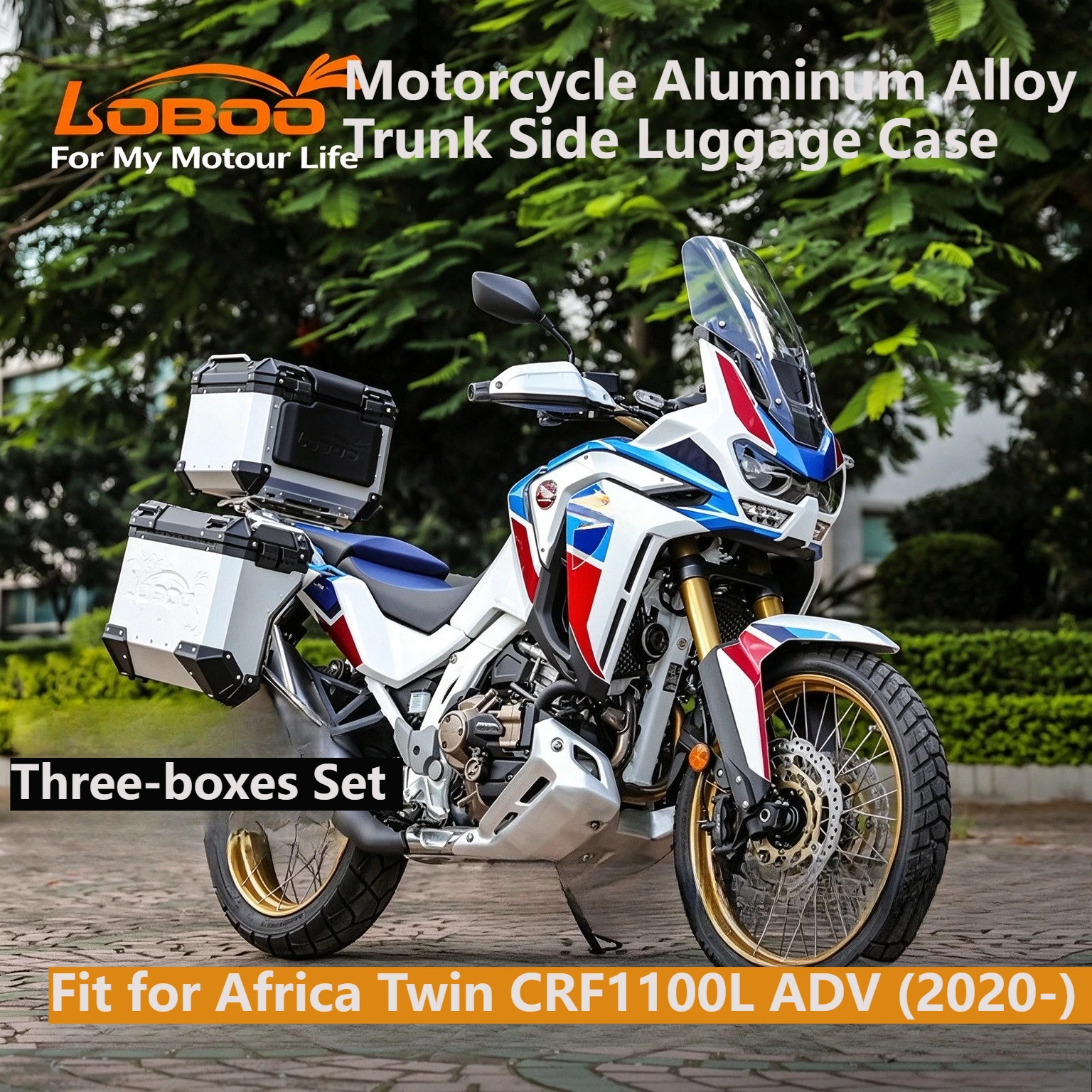 LOBOO Motorcycle Aluminum Alloy Trunk Side Luggage Case for HONDA CRF1000L/1100L Twin ADV Pannier Frame Top Box Helmet Topcase