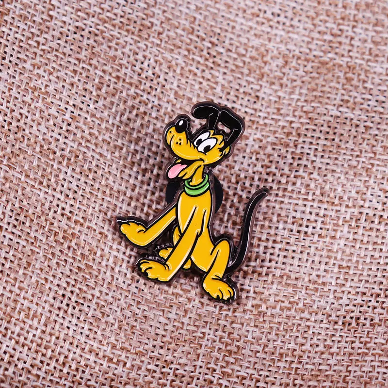 Disney Brooch Creative Cartoon Cute Mickey Pet Dog Pluto Metal Badge Lapel Pins Fashion Clothing Accessories Bag Jewelry Gifts