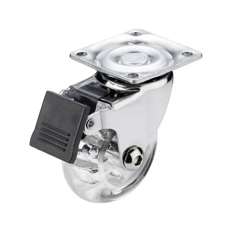 (4 Packs) 3 Inch Transparent Wheel Furniture Display Cabinet Mute Rubber Universal Pulley Steering Caster