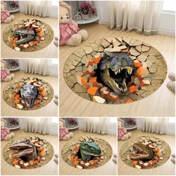 Living Room Carpet Children Cartoon Dinosaur 3D Round Mats For Coffee Table Home Kids Floor Rug Covering Anti-Slip Tapis Salon