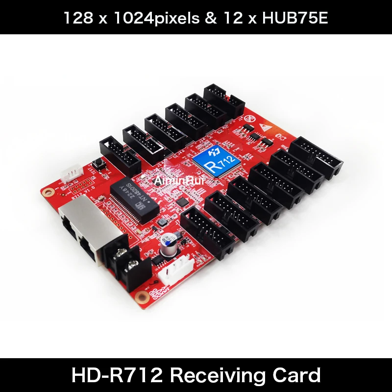 Huidu HD-R512T / HD-R712 carte réception fonctionne avec HD-T901 ,HD-C16L ,HD-A3L , HD-VP210A, 12 x HUB75E Port ,128*1024pixels