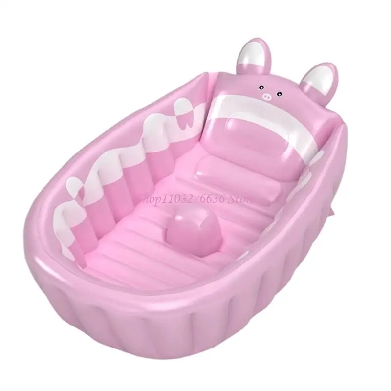 R6FD Faltbare Badewanne, Babybadewanne, Cartoon-Tiermuster, aufblasbare Badewanne für Kinder, zum Aufblasen, empfohlen für 0–6 – Detail 10