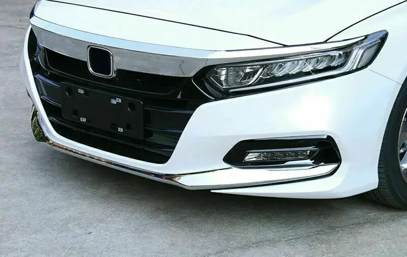 3pcs Chrome Silver Front Bumper Lip Cover Molding Trims Decoration For Honda Accord 2018 2019 2020 2021