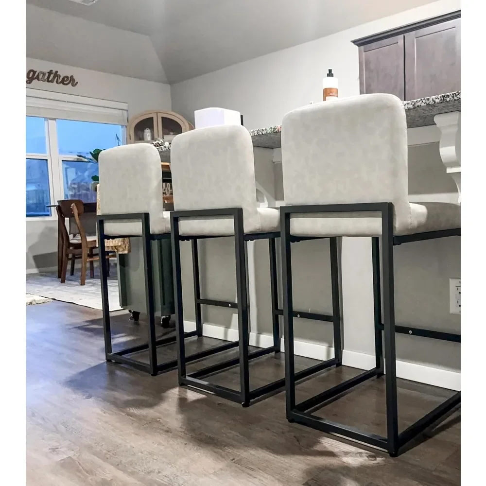 

Современный набор из 3 барных стульев высотой 24 дюйма, из искусственной кожи, с спинкой, прочные кухонные барные стулья с обивкой, на заказ