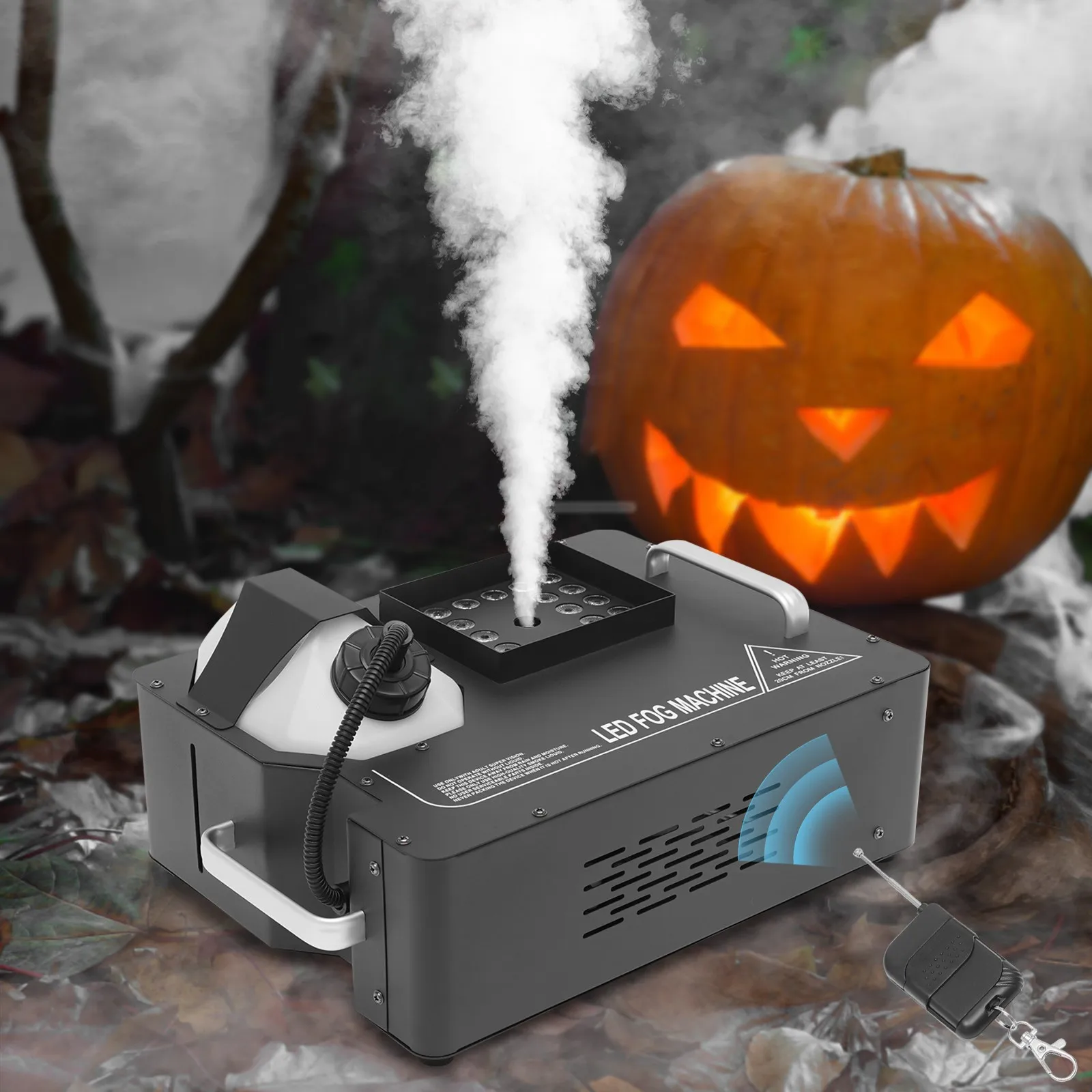 1500W 110V 42*32*24cm 2L Smoke Fog Machine RGB 24 LED Light DMX DJ Party Vertical Spray Fog Stage Light for  Wedding Ceremonies, Haunted Houses, Halloween, Parties, Christmas, Clubs