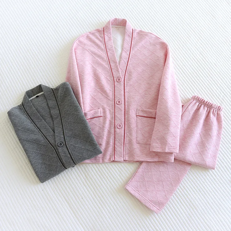 Autumn Winter Men Women Casual Pajama Sets Couples Warm Air Cotton Sleepwear Suit Long Sleeve Shirt & Pants Thicken Home Clothes