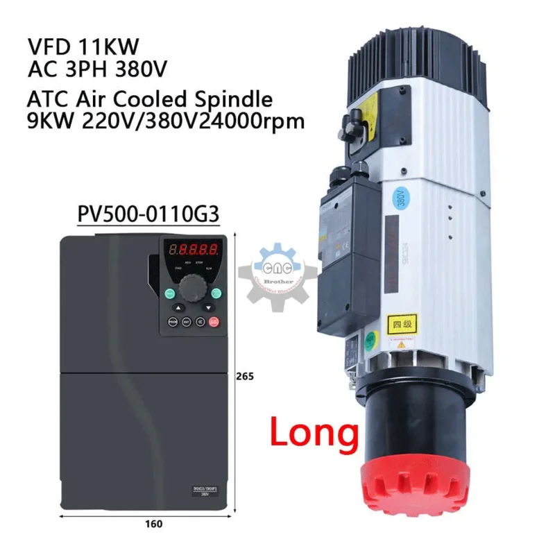 GDL70-24Z/9.0 9kw air cooling ATC spindle 220v 380v 24000rpm ISO30 holder Independent fan with 11kw VFD for CNC Carving Machine