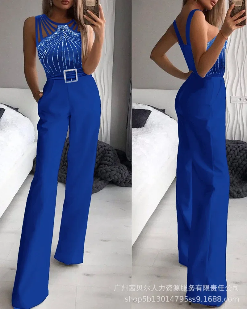 Vrouwen mouwloze hoge taille losse broek jumpsuit overall broek casual mode sexy jumpsuits