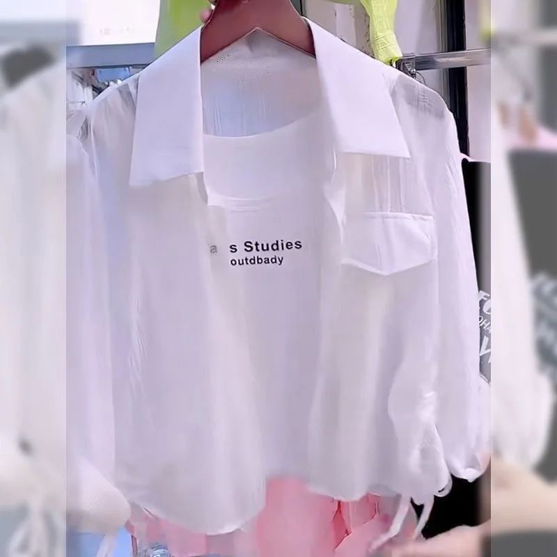 

Женский Long Sve Ne irt Dstring Design Легкий дышащий летний солнцезащитный костюм в сложенном виде, для поездок на работу...