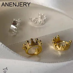 ANENJERY French Retro Romantic Crown Shaped Clip Earrings for Women New Style Trendy Jewelry Wedding Party Gift Birthday Gifts