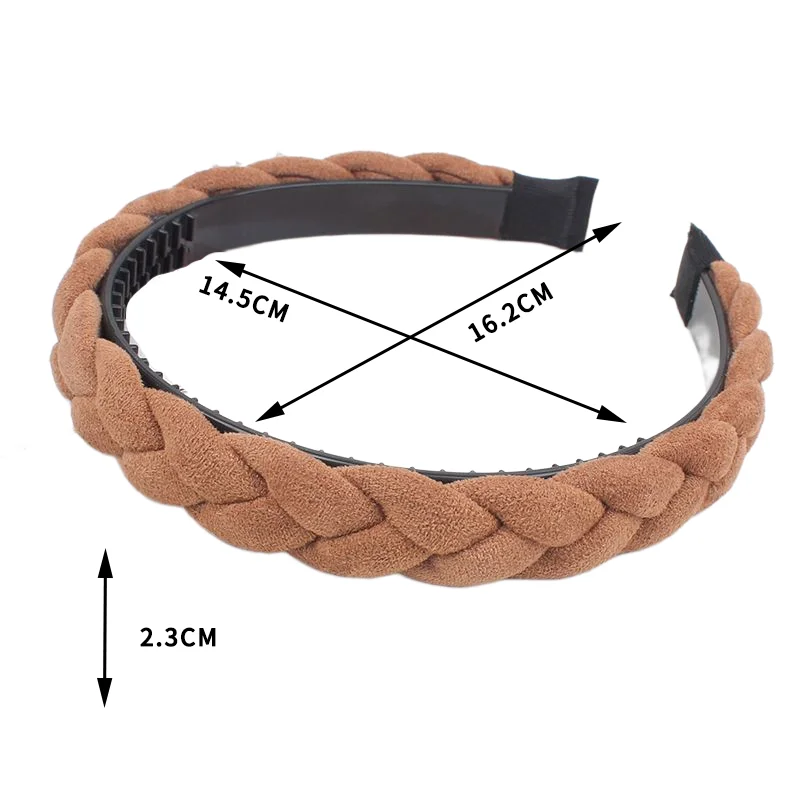 Versatile Antislip Wide Edge Hair Band Women\'s Suede Fried Dough Twists Braid Pressed Hair Headwear Simple Versatile Headband