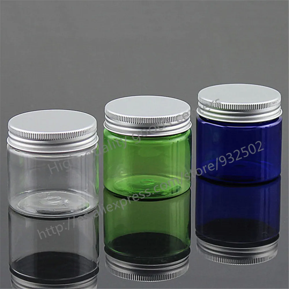 20pcs 50g Colorful Cream Jar, 50cc PET Jar, Cream Bottle With Aluminum Lids, Different Size With The Previous Jar