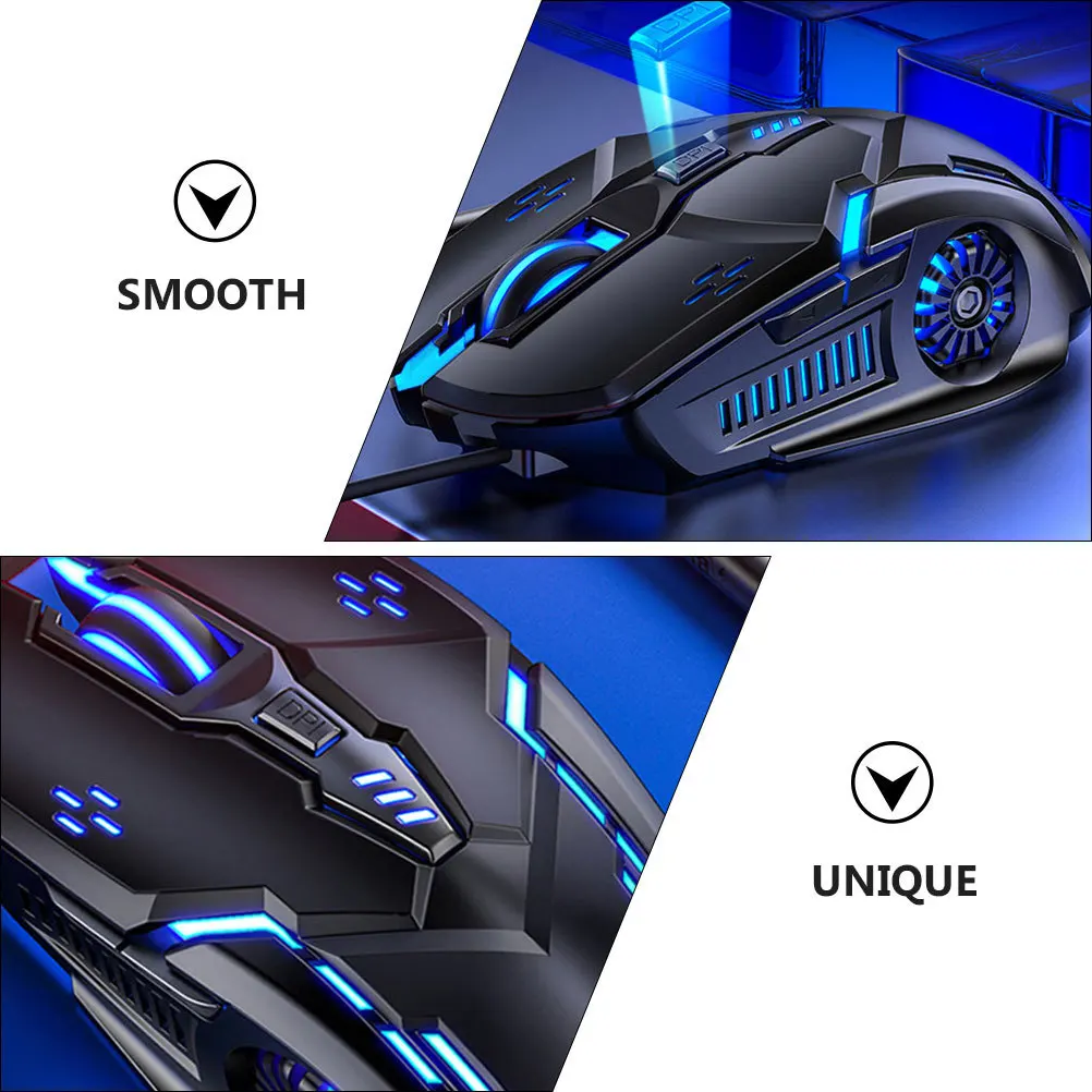 

1Pcs Mute Gaming Mouse Black 6-Key Ergonomic USB Wired 4-Level Dpi 7-Color Breathing Light Creative Computer Mouse Silent