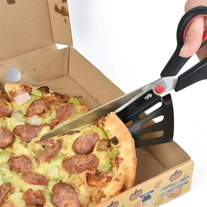 Pizza Scissors Knife Pizza Cutting Tool Stainless Steel Pizza Cutter Slicer Baking Tool Multi-Functional With Detachable Spatula