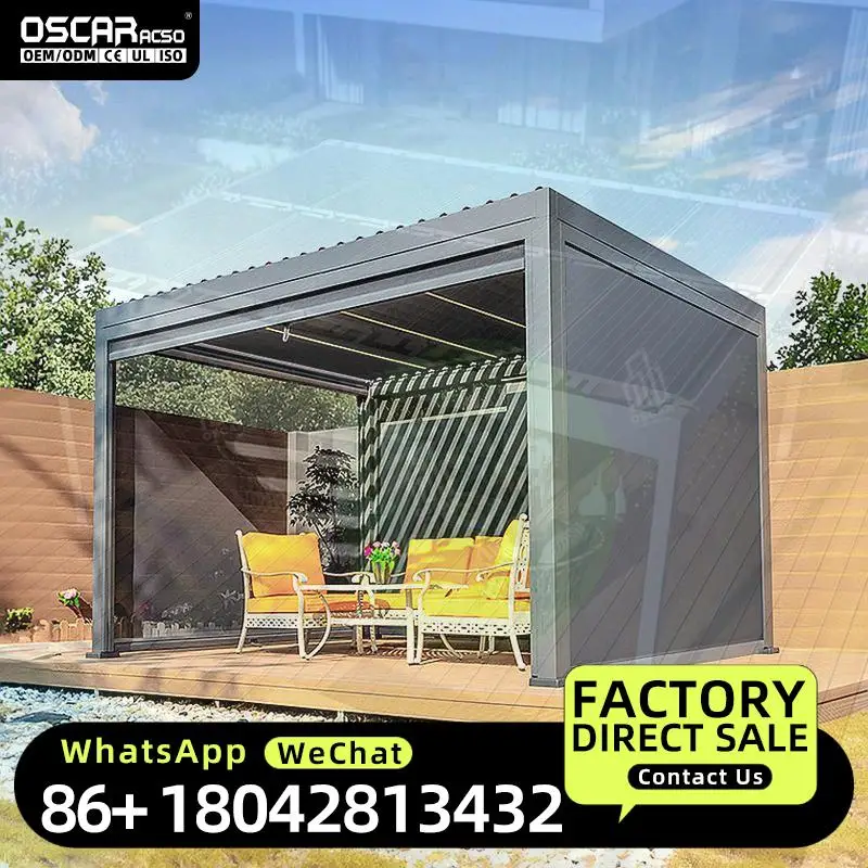 Motorized Aluminum Terrace Roof Louver Waterproof  for Hotels Villas Outdoor Use Pergola