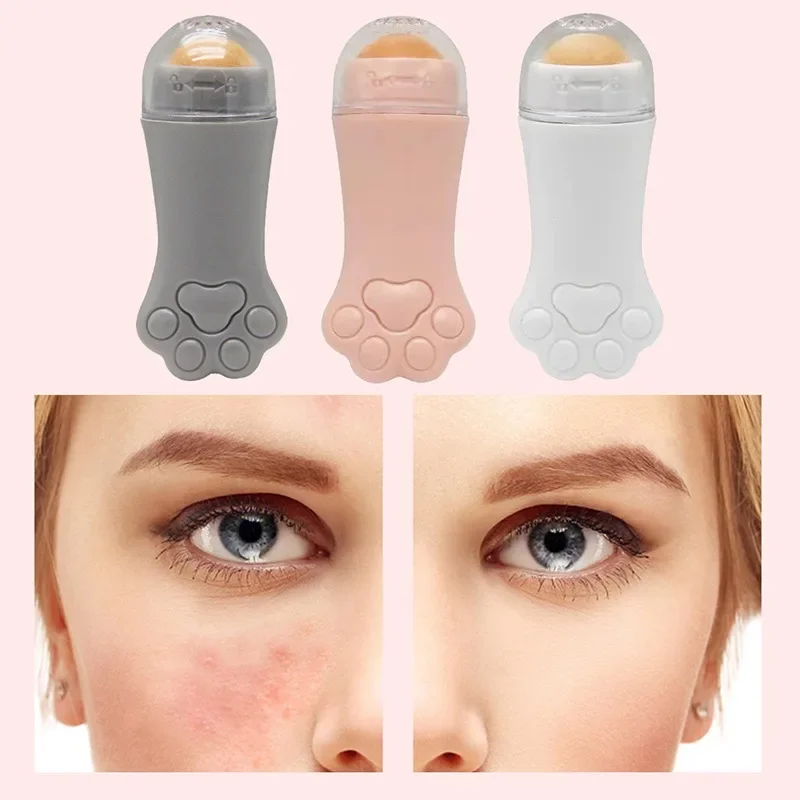 1pc Cat Paw Volcanic Stone Oil Absorber Facial Oil Washable Removing Makeup Tool  Face Oil Absorbing Roller Skin Care Tools Pink