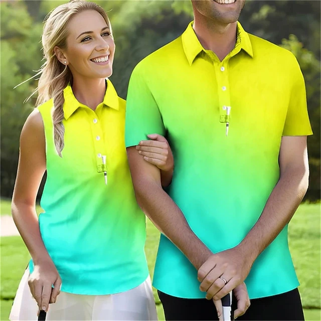 Couple Summer Polo Shirt Matching Golf Shirt Breathable Quick Dry Moisture Wicking Short Sleeve Golf Clothes Fit Gradient AliExpress