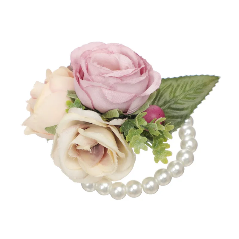 Nupcial Mão Flor Pérola Pulseira, casamento europeu dama de honra pulso Corsage, banquete Suprimentos, Noblewoman