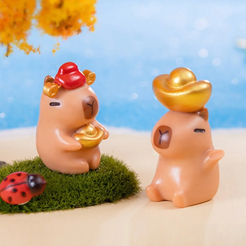 Micro Landscape Mini Capybara Ornament Simulation Model Capybara Figure Toys Resin Cute Capybara Resin Ornaments Car Interior