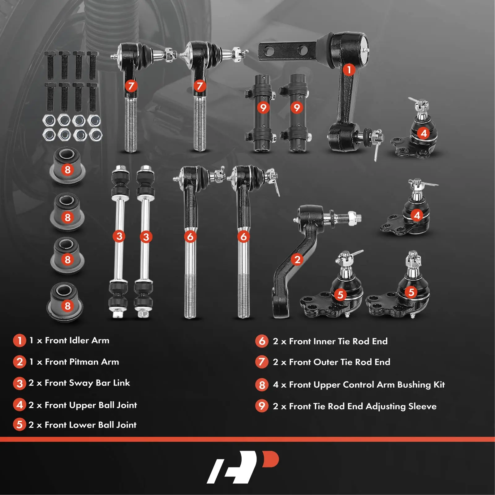 A-Premium 16x Idler & Pitman Control Arm with Ball Joint Tie Rod Kit for Dodge Ram 1500 2000-2001