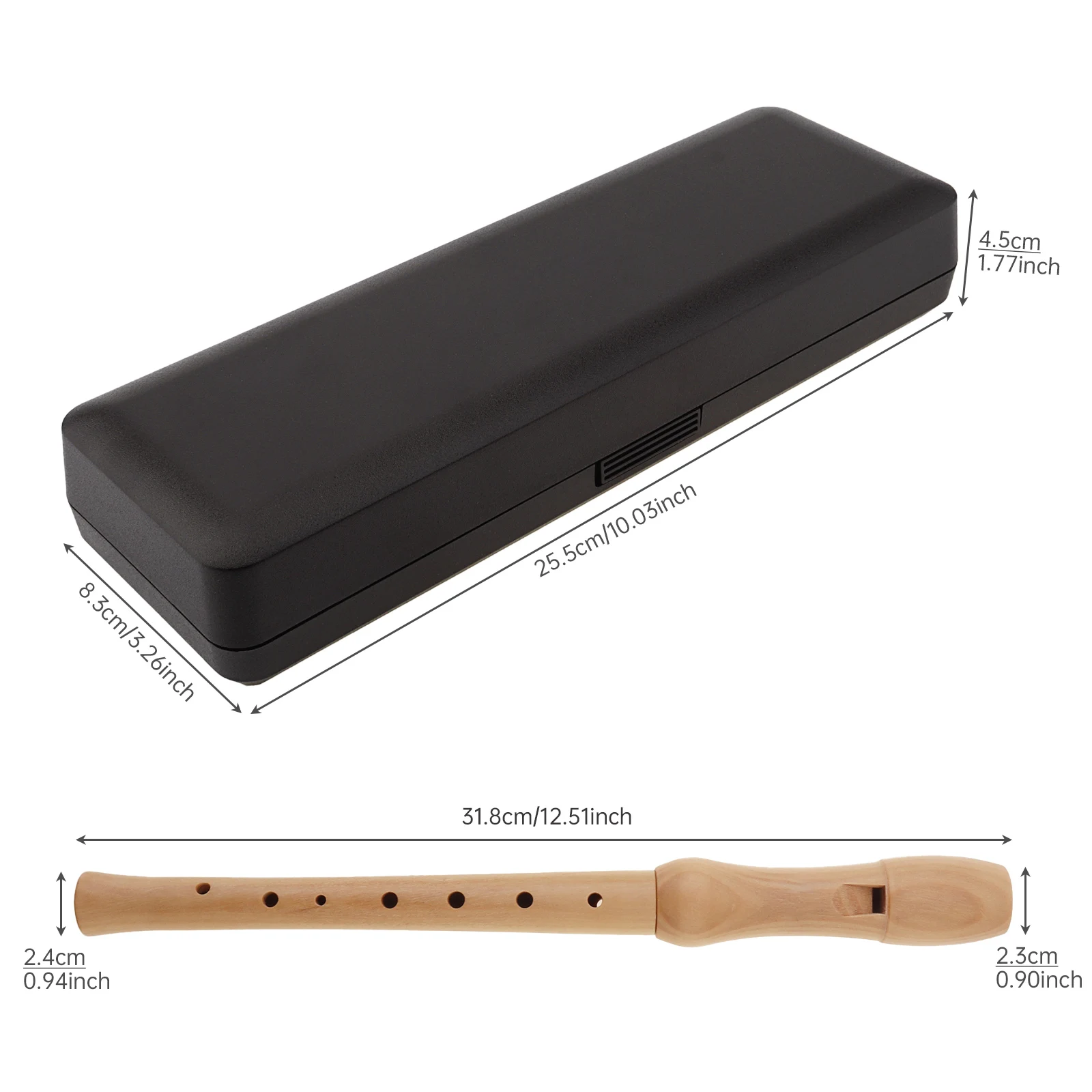 Solid Wood German Style KeyC Soprano Recorder with Hard Case, Detachable 2-piece Type Recorder