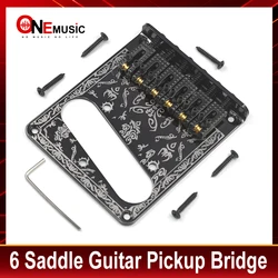 6 Saddle Guitar Pickup Bridge With 6 Vintage String Guides for FD Telecaster Tele TL Electric Guitar Parts Black