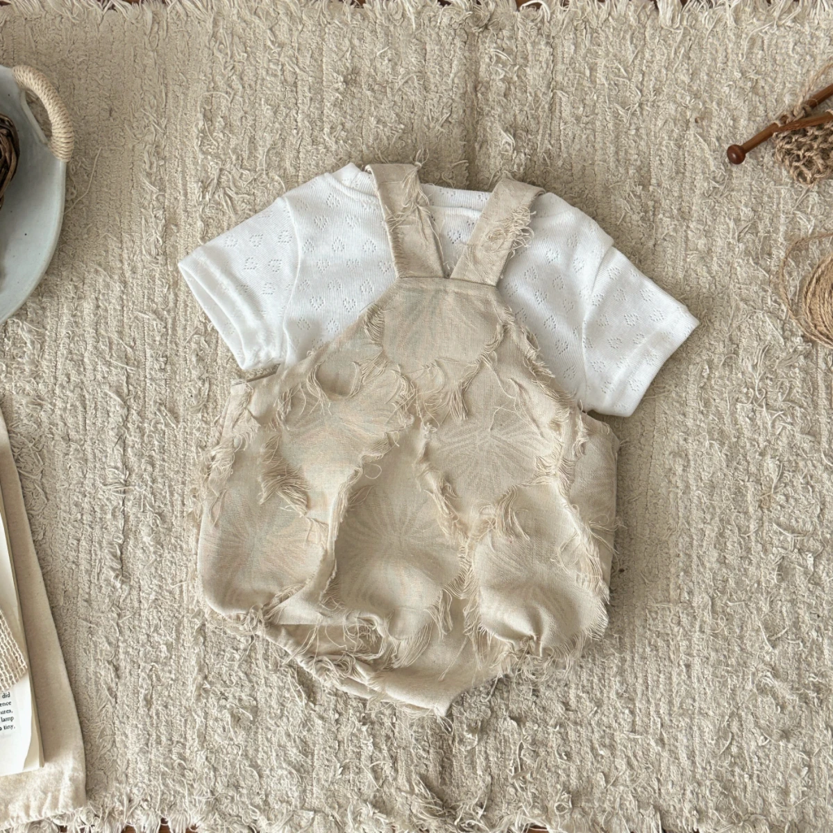 Summer Newborn Baby Soft Comfortable Brown Romper Casual Style Boy Girl Short Sleeve Jumpsuits Suitable for 0-18M