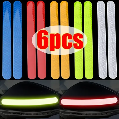 Pegatinas de tira de seguridad reflectantes para coche, pegatina reflectante para espejo retrovisor de coche, accesorios de cinta de seguridad de advertencia, 6/2 Uds.