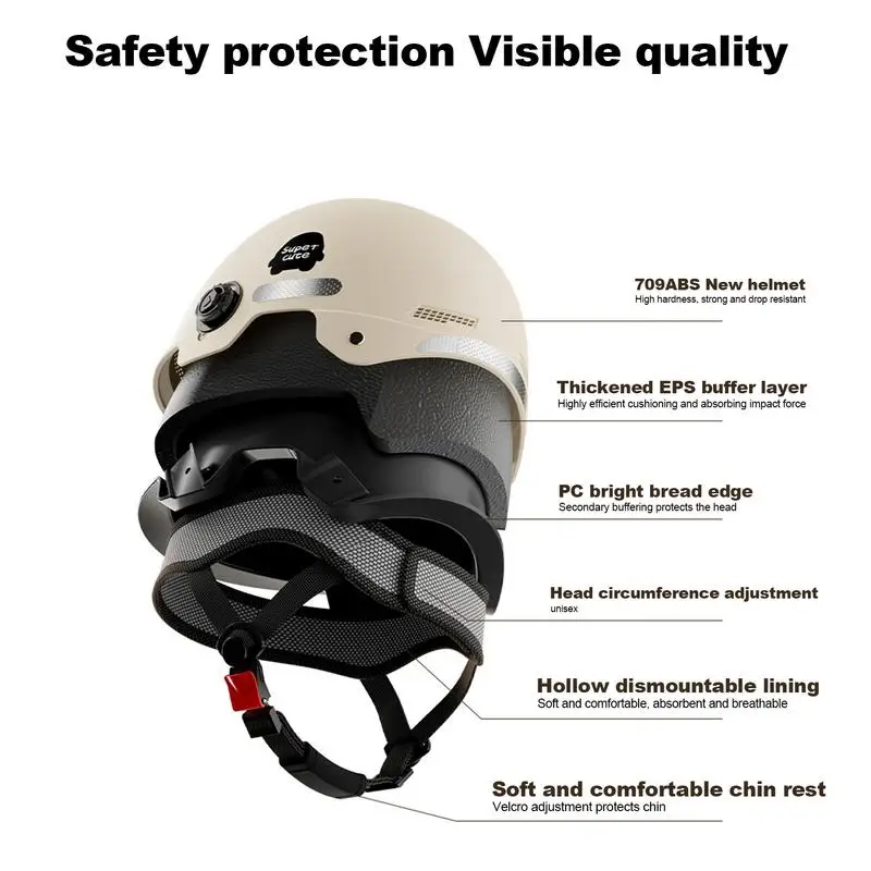 Motorcycle Half Headgear Multi-sport Impact Protection Motorcycle Safety Hat with Sun Visor Cruiser Scooter Half Safety Hat