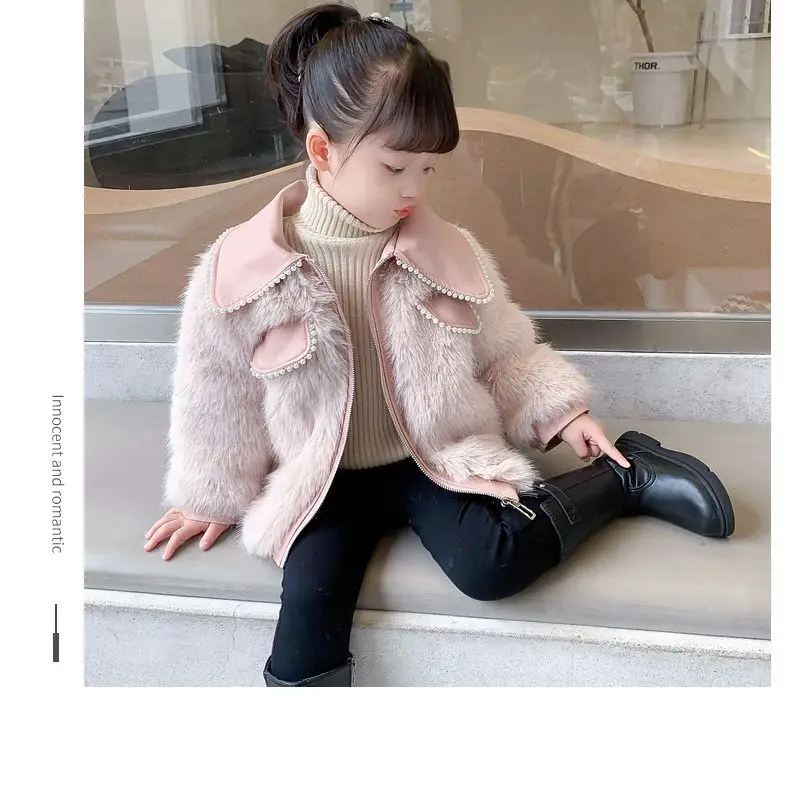 Girls Thickened and Fashionable Imitation Fox Fur Coat Korean Winter New Baby Fur Coat for Children Warmth