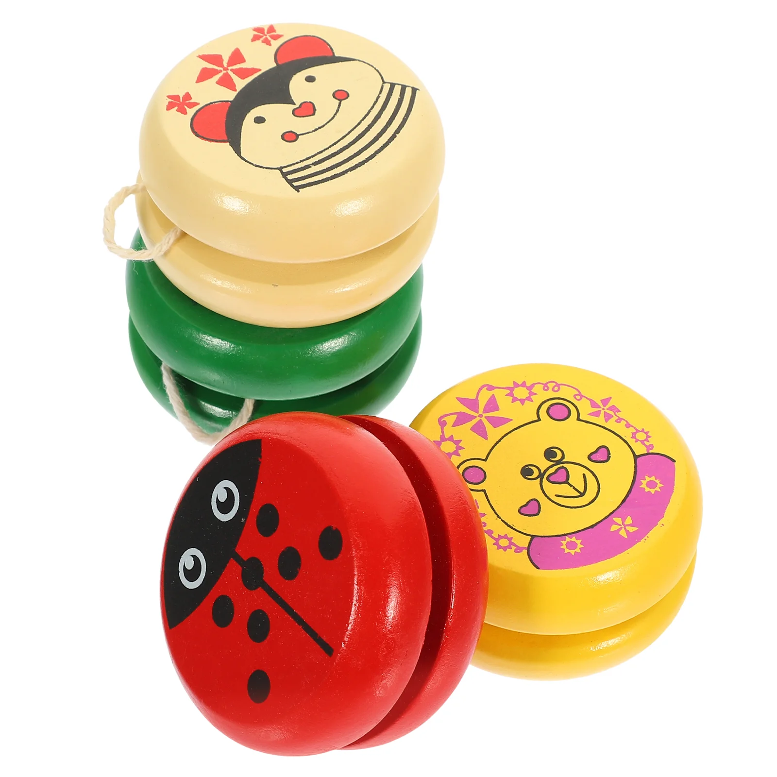 

4 Pcs Yo-Yo Yoyo Toy for Kids Beginners Interesting- Creative Playthings Finger Baby Educational Toys Wooden